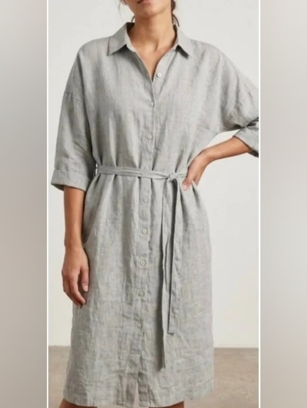 Tahari 100 % Linen Midi Shirt Dress XL NWT